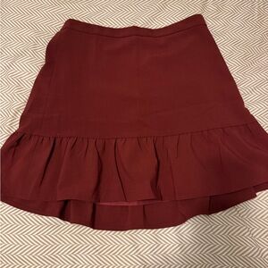 J. Crew Rich Burgundy Mini Skirt with Ruffle Hem